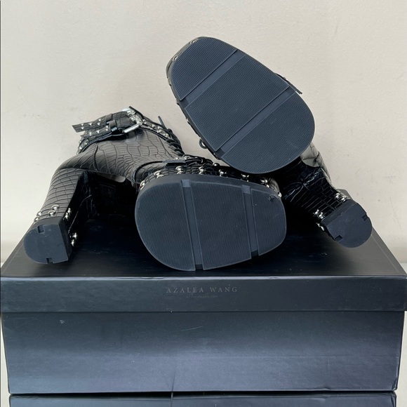 Azalea Wang Black Croc Studded Bootie - Picture 9 of 16